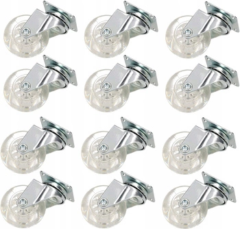 Nábytkové otočné kolieska transparentné 50 mm - 12 ks.