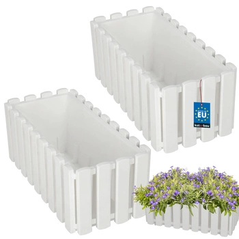 Kvetináč balkónový biely na zábradlí 400 MM Sada 2 ks..