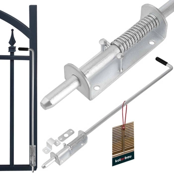 Pozinkovaná dverová závora s pružinou 80 cm