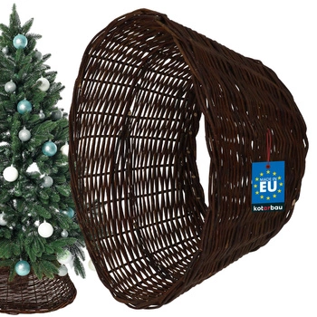 Koš z prútia ø40 cm na stojan pod vianočný stromček boho - Farba tmavohnedá
