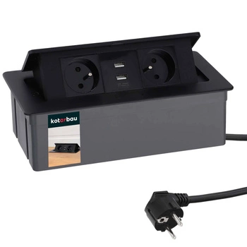 Stolová zásuvka + predlžovací kábel usb čierna