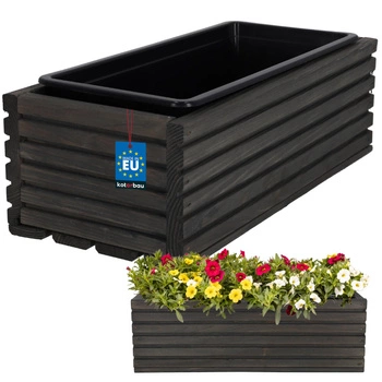 Kvetináč záhradný drevený box na terasu s vložkou antracit 44x20 cm