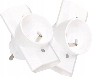 Trojpriestorový rozdvojovač zásuviek so zemnením - 2 ks - Farba biela