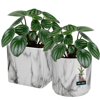Keramický mramorový kvetináč 12 cm sada 2 ks.