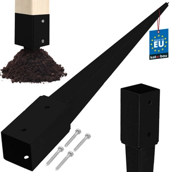 Základňa stĺpa zapustená do zeme oceľová čierna 70x70x750 mm