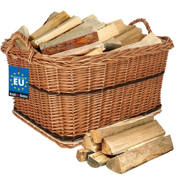 Kôš prútený na drevo ku krbu s rukoväťou