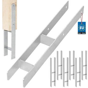 Základňa stĺpika h na zamurovanie pozinkovaná strieborná 80 mm sada 6 ks.