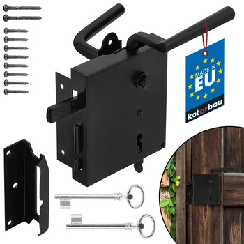 Retro oceľový zámok vidieckeho boxu čierny pravý