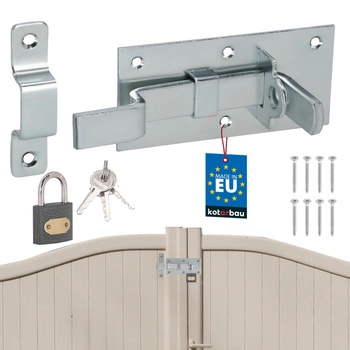 Závor ohnutý univerzálny na dvere bránku oceľový s visacím zámkom 130 mm