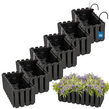 Kvetináč balkónový šedý na zábradlí 400 MM Sada 6 ks..