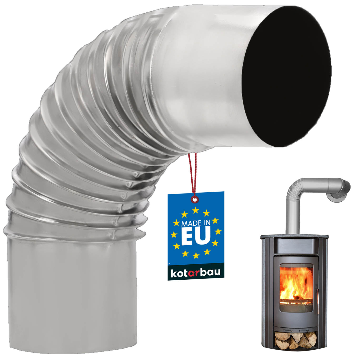 Koleno na komín pre krbové kachle ø100 tepelne odolné