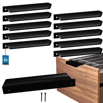 Úchyt nábytkový hliníkový čierny mat 128/148 mm sada 10 ks.