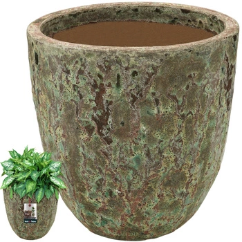 Kvetináč keramický ⌀ 46 cm tyrkysovo hnedý ručná práca