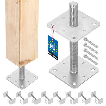 Podstavec stĺpa skrutkovací nastaviteľný tyč m24 110x110x250 mm sada 8 ks.