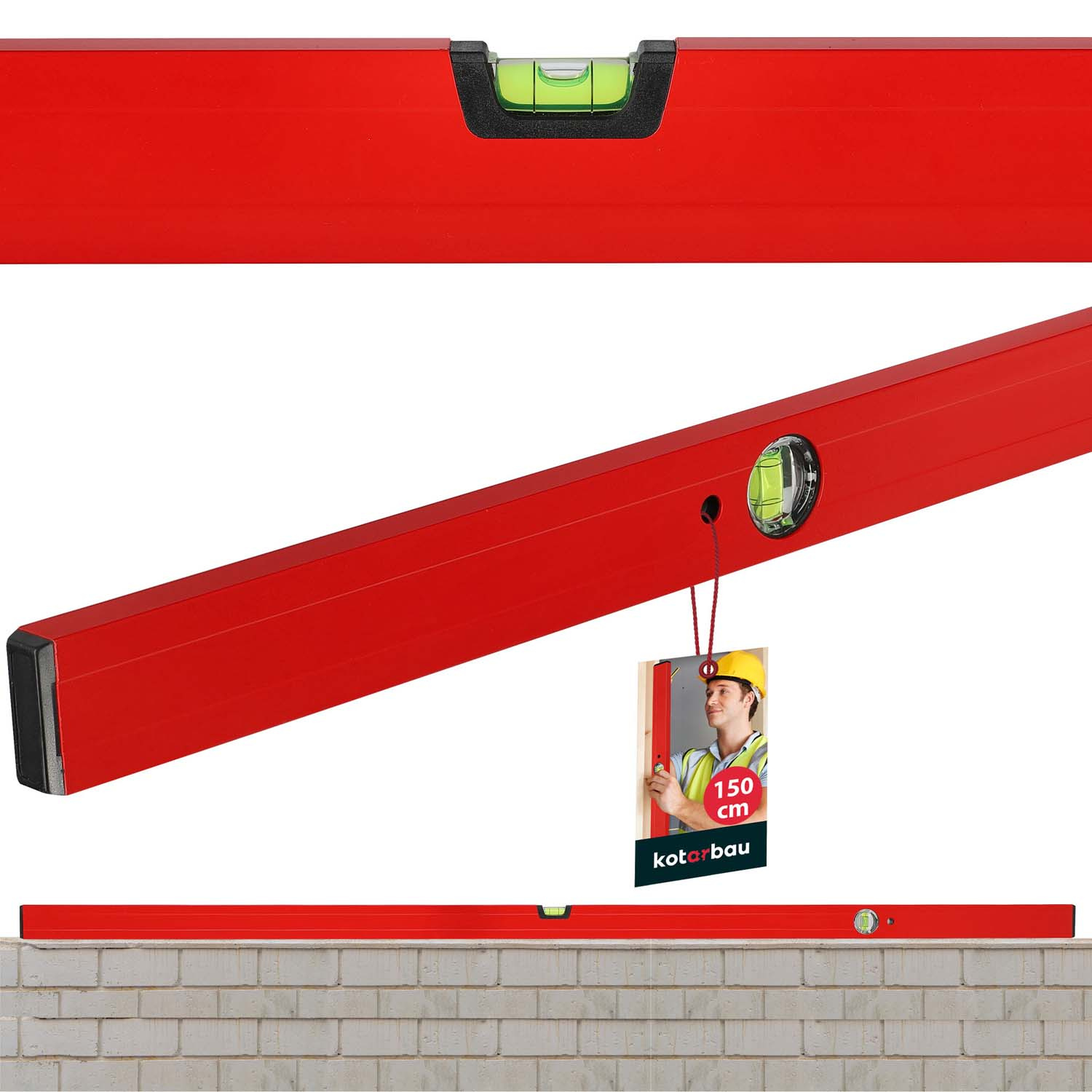 Vodováha hliníková stavebná červená 150 cm