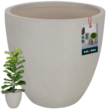 Keramický kvetináč s vláknami veľký do obývačky béžový 36x31 cm