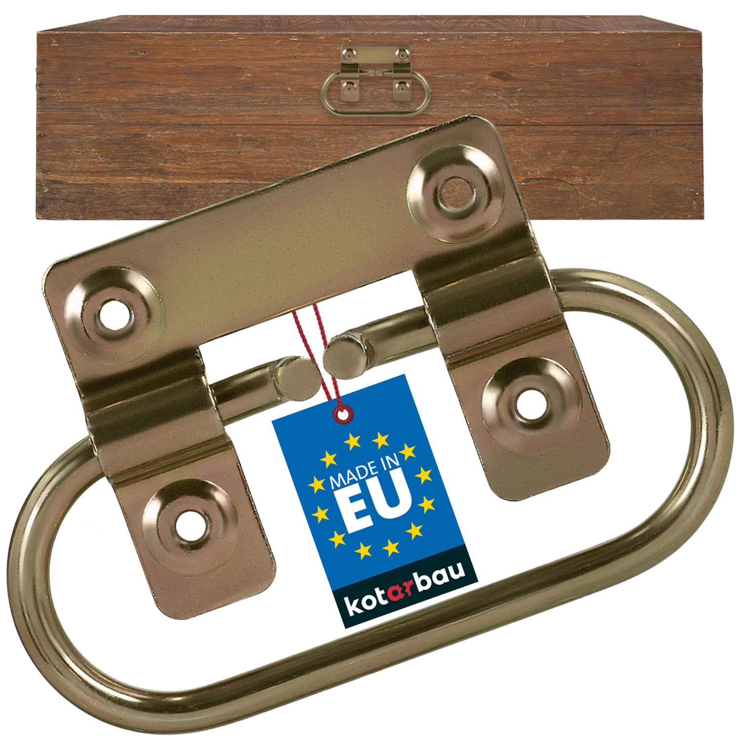 Držadlo na truhly kufre zásuvky pozinkované zlaté 13 cm