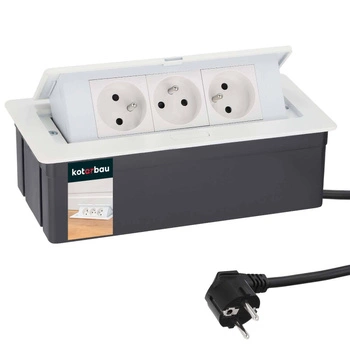 Stolový predlžovací kábel biely 3 zásuvky 1,5 m