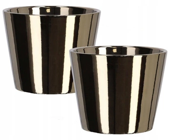 Keramický kvetináč ⌀11 cm zlatý - 2 ks.