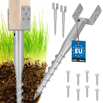 Základňa stĺpa kotva u skrutkovateľná do zeme oceľ 140x720 mm sada 2 ks.