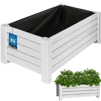 Drevený záhradný box na kvetináče biely 60x33 cm