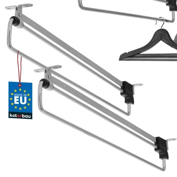 Výsuvný vešiak na košele do šatníka strieborný 450 mm sada 2 ks.