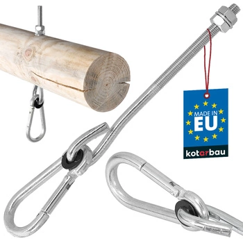 Hák na hojdačku s karabínou skrutkový do dreva m10 195 mm