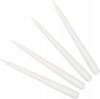 Súprava 4 sviečok v tvare kužeľa biela