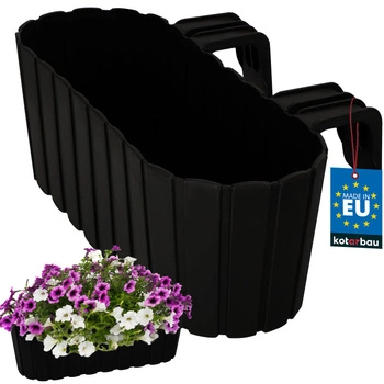 Kvetináč balkónový oválny antracit na zábradlí 400 MM