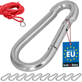 Hasičský karabínový háčik na hojdačku lano hammock kovový 90 mm sada 10 ks.