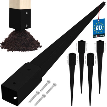 Základňa stĺpa zapustená do zeme oceľová čierna 60x60x750 mm sada 4 ks.