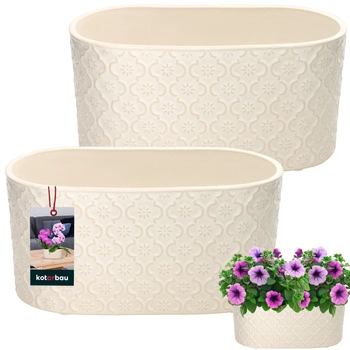 Obloukový keramický dekoratívny kvetináč elegant krémový 12x25 cm sada 2 ks.