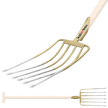 Poľnohospodárske vidly na kopanie so 6 hrotmi a hriadeľom