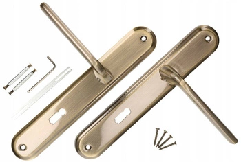 Kľučka dverí s kľúčom 90 mm dlhá hriadeľ patina