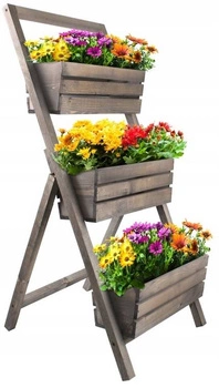 Záhradný záhon 3 balkónové kvetináče sivé - 105 cm