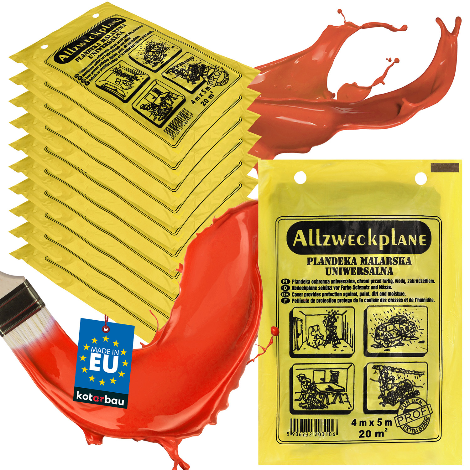 Fólia na nátery ochranná stavebná hrubá silná sivá 4x5 m sada 25 ks.