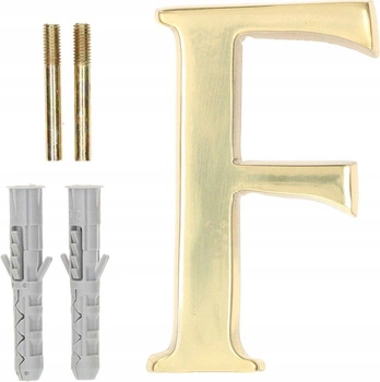 Písmeno na výšku domových dverí "f" 10cm mosadz