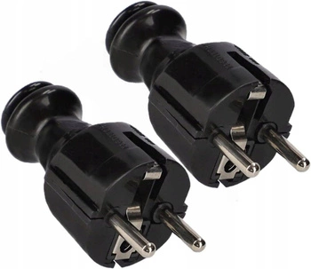Odnímateľná sieťová zástrčka so zemnením - 2 ks - Farba čierna