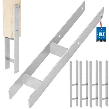 Základňa stĺpika h na zamurovanie pozinkovaná strieborná 80 mm sada 4 ks.