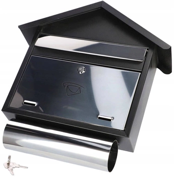 Poštová schránka oceľová trubka na listy noviny - Farba čierna