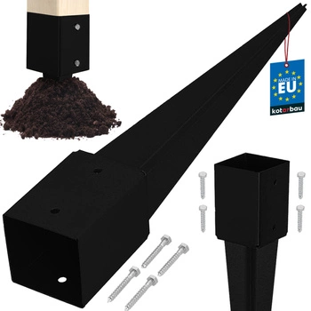 Základňa stĺpa zapustená do zeme oceľová čierna 100x100x750 mm