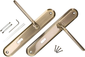 Dverová kľučka 72mm dlhý štít na kľúč sada - Farba patina