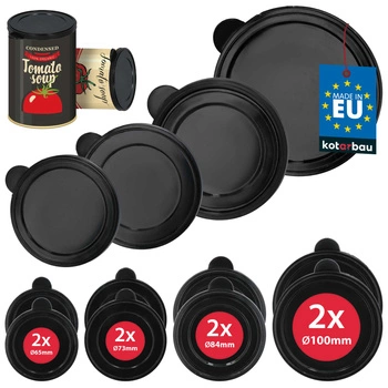 Pokrievka na plechovku viečko 100/84/73/65 mm sada 8 ks.