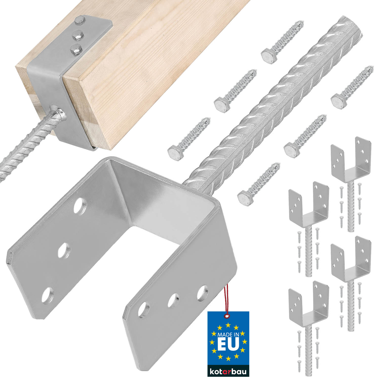 Základňa stĺpa s osadzovacou tyčou 100 mm sada 4 ks.