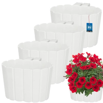 Kvetináč balkónový biely na zábradlí 150 MM Sada 4 ks..