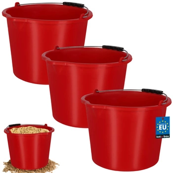 Vedro stavebné hospodárske s výlevkou 12 l červené sada 3 ks