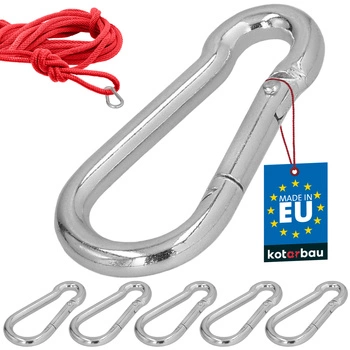 Hasičský karabínový háčik na hojdačku lano hammock kovový 50 mm sada 5 ks.