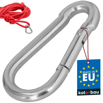 Hasičský karabínový háčik na hojdačku lano hammock kovový 90 mm