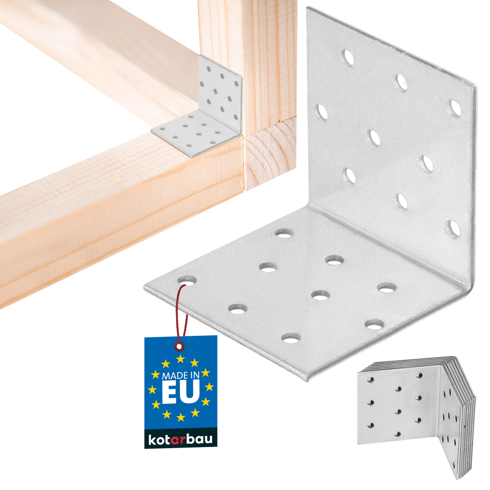 Pozinkovaný tesársky uholník 60×60×60 mm sada 12 ks.