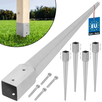 Základňa stĺpa poháňaná kotva zem oceľ 70x70x750 mm sada 4 ks.